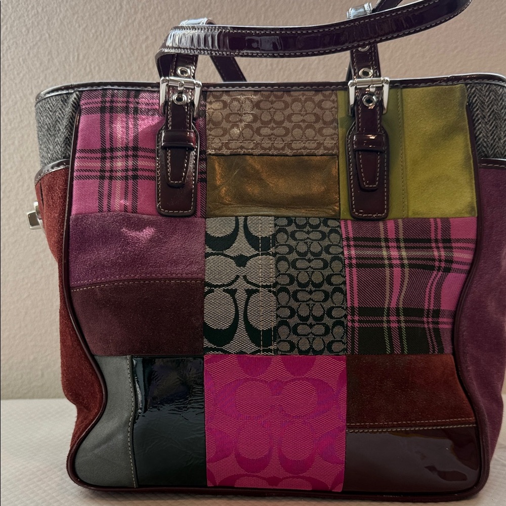 Vintage Coach Holiday Patchwork Tote Bag G05Q-9752 - Picture 3 of 11